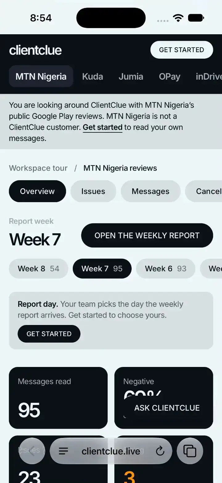 Tap OPEN THE WEEKLY REPORT
